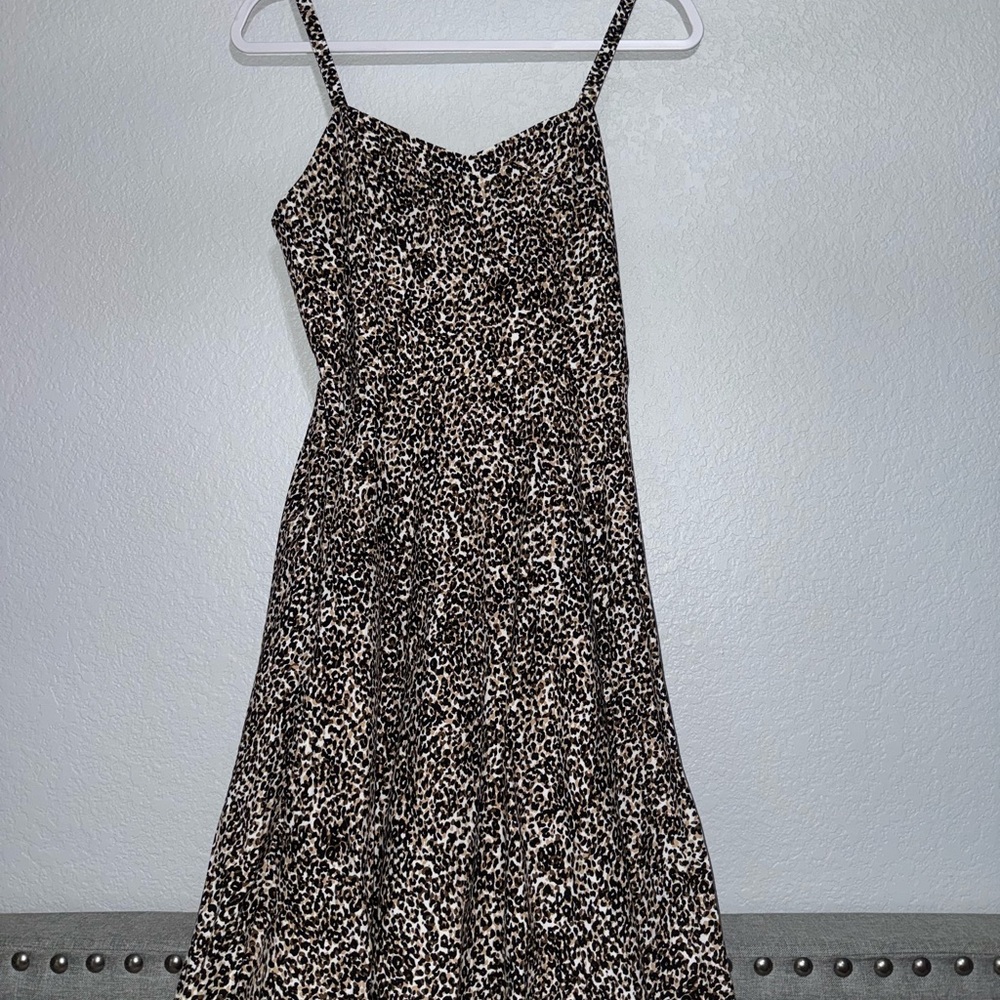 Old Navy Black and Tan Animal Print Midi Dress